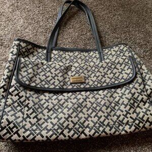 Tommy Hilfiger Black/White Tote Laptop Shoulder Bag Purse